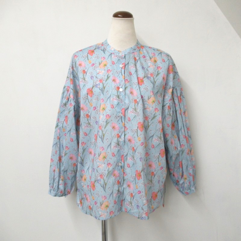 amherst  LIBERTYギャザースリーブブラウス /SAX2 【日本製】